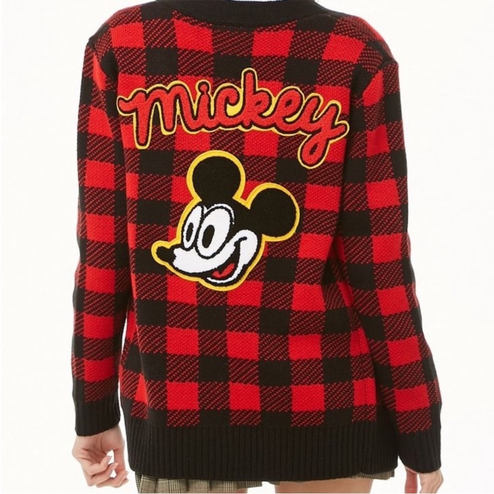Disney x Forever 21 Mickey Mouse 90th Anniversary Buffalo Plaid Cardigan